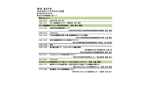「第2回 金沢大学子どものこころサミット」3/16より 画像