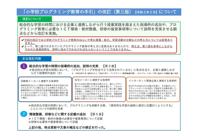 小学校プログラミング教育の手引(第三版)公表、文科省 画像