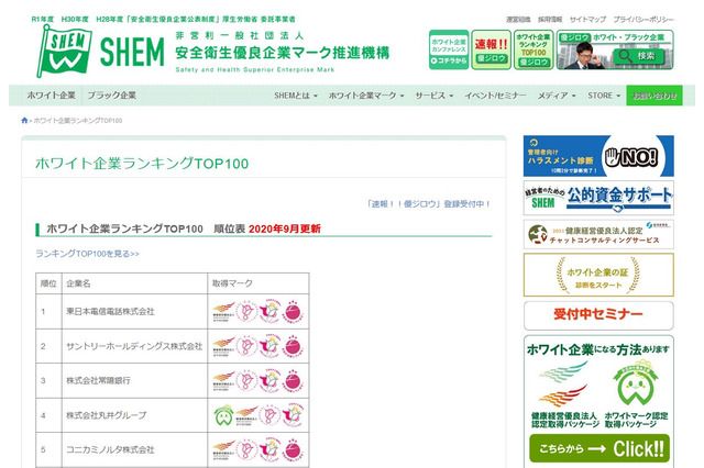 ホワイト企業ランキング、平均残業0時間の1位は? 画像