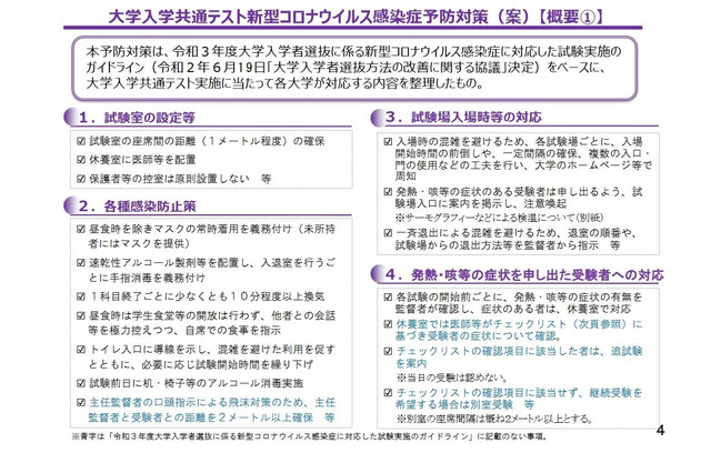 【大学入学共通テスト2021】無症状の濃厚接触者も受験可…感染対策案 画像