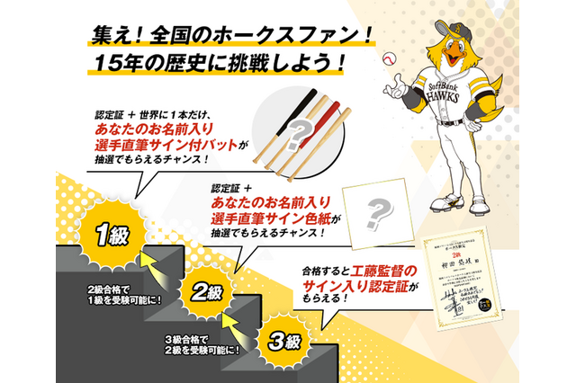 15年の歴史に挑戦「ホークス検定」監督サイン入り認定書も 画像