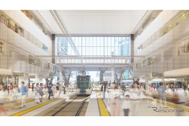2階に乗り入れる路面電車…広島駅の新駅ビル3月着工 画像