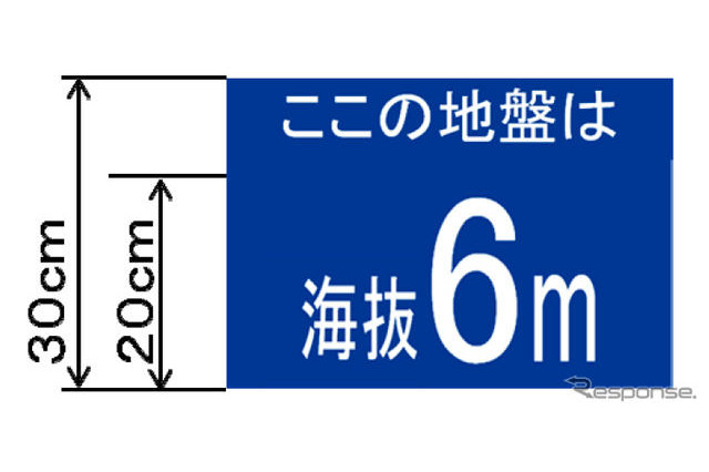 国土交通省、津波対策で標識柱に海抜表示 画像