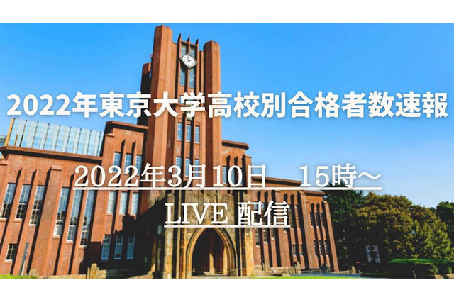 【大学受験2022】東大高校別合格者数速報…3/10午後3時よりライブ配信 画像