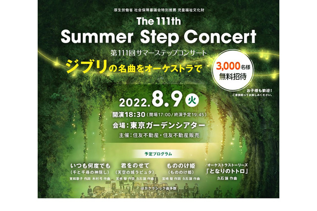 ジブリの名曲、オーケストラコンサート8/9…3千名招待 画像