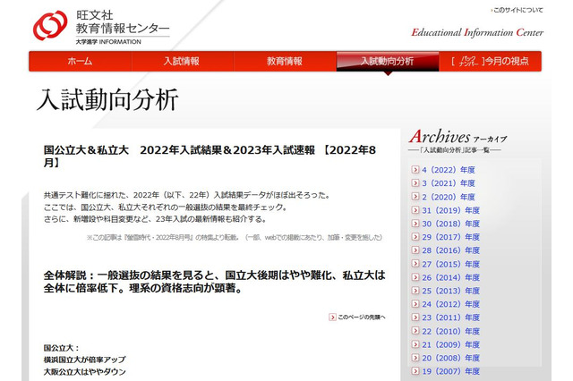 【大学受験2022】国立大後期やや難化、私立大は倍率低下…旺文社分析 画像