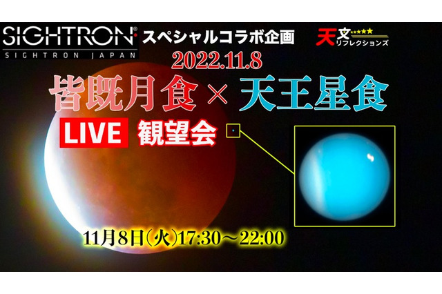 皆既月食×天王星食、YouTubeライブ観望会11/8 画像