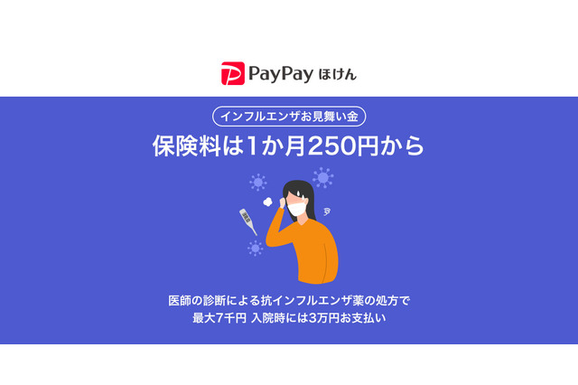 PayPayほけん「インフルエンザお見舞い金」1か月250円から 画像