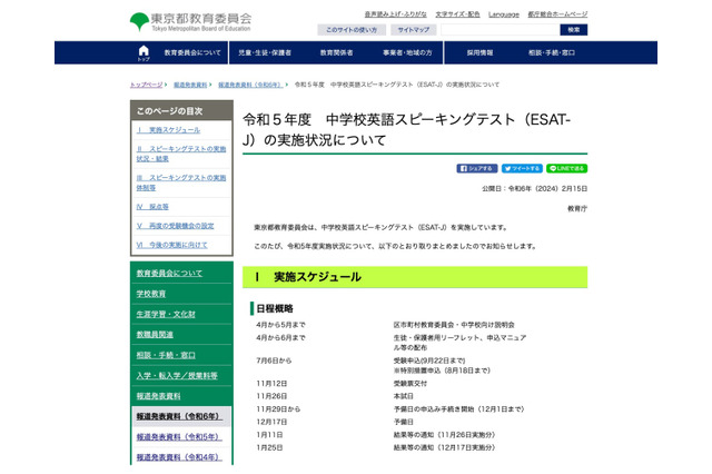 【高校受験2024】東京都「中学校英語スピーキングテスト」平均スコア65.2 画像