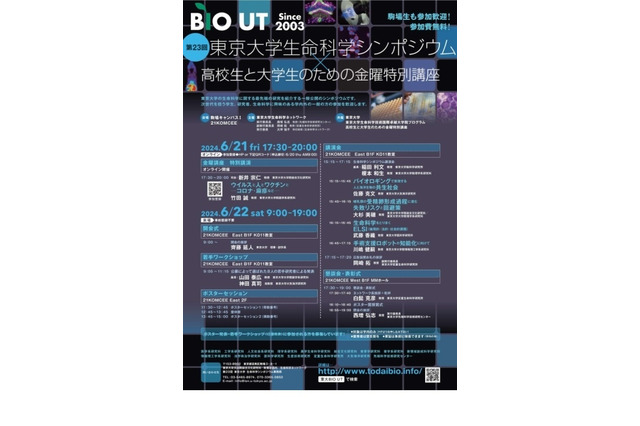 東大、高大生向け「生命科学シンポジウム」6/21-22 画像