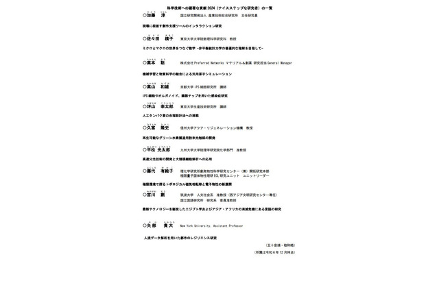 日本の科学技術を牽引する10名の研究者、文科省が選定 画像