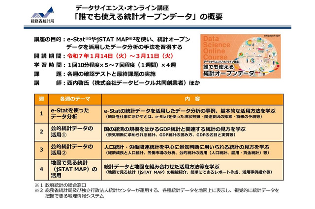 総務省「誰でも使える統計オープンデータ」リニューアル開講 画像