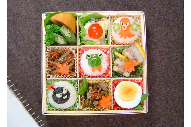 【宮澤真理のキャラ弁】菓子箱を工夫して、行楽弁当 画像