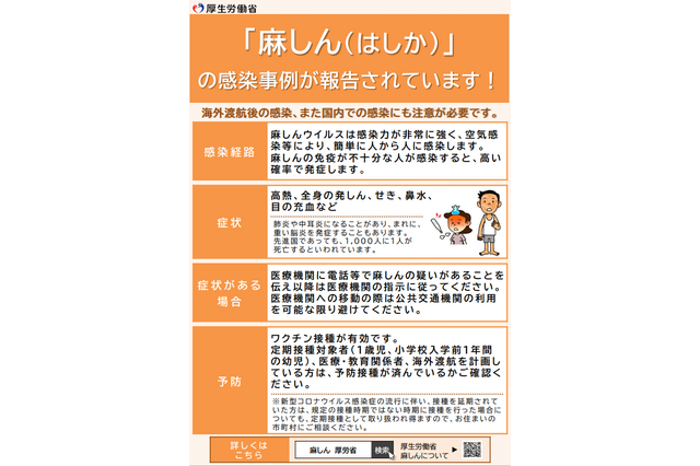 麻しん感染拡大防止へ、神奈川県が接触者向け無料ワクチン接種 画像