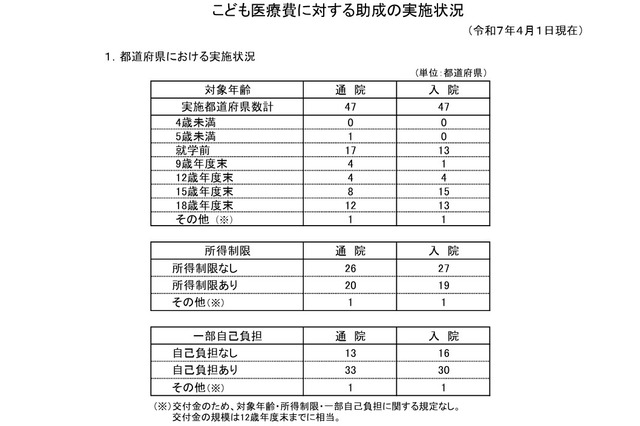 医療費の助成、市区町村9割超が高校生まで…こども家庭庁 画像