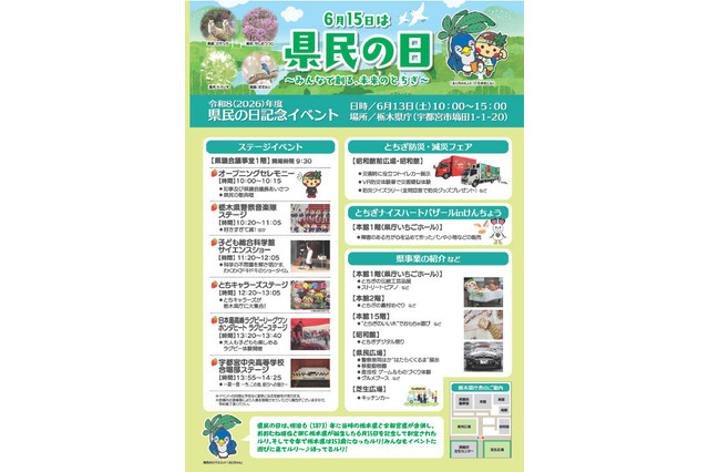栃木県民の日記念イベント6/13…動物ふれあいやゲーム体験、県内外の施設優待も 画像