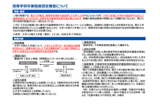飛び入学者対象「高卒程度認定審査」後期、10/26まで受付 画像