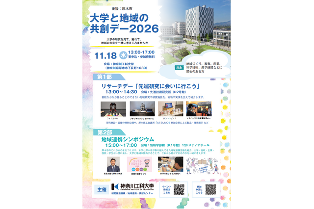 神奈川工科大「大学と地域の共創デー」11/18、研究施設公開など 画像