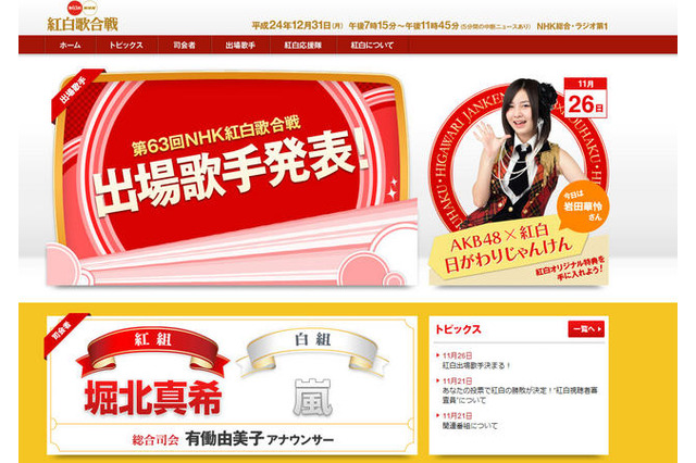 紅白出場歌手が決定…関ジャニ・ももクロ・SKE48ら初登場 画像