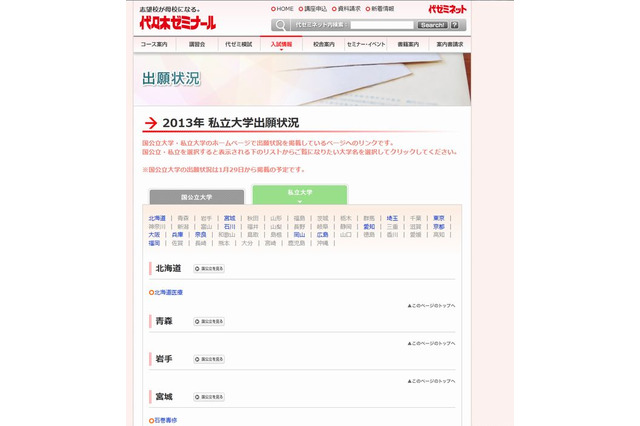 【大学受験2013】代ゼミ、私大の出願状況…東京理科大など41校 画像