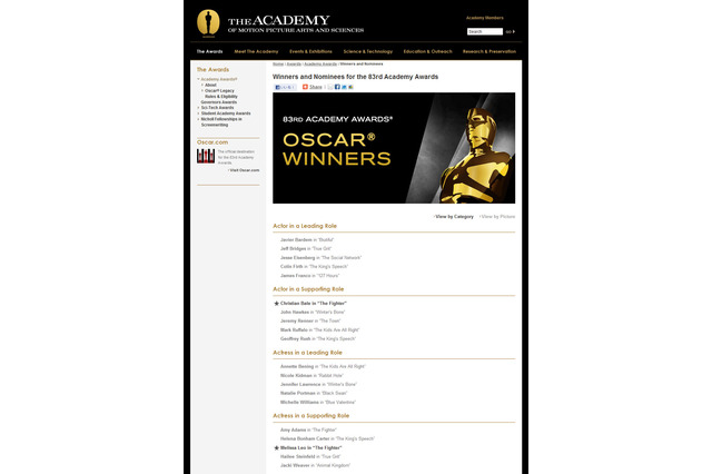 第83回アカデミー賞授賞式、注目の作品賞は？ 画像