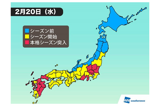 東京都が20日より本格花粉シーズン突入、飛散量は昨年より拡大の見通し 画像