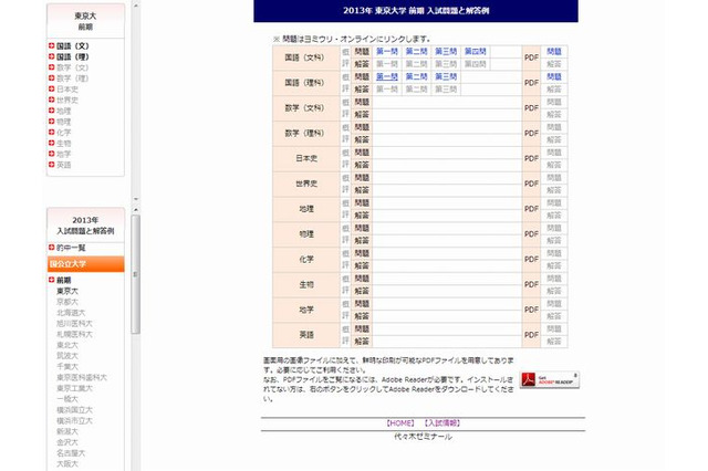 【大学受験2013】東大（前期）入試問題、掲載開始 画像