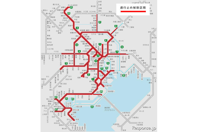 【地震】首都高の通行止め解除区間　12日14時 画像