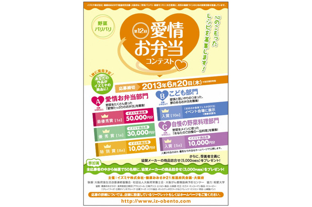 大阪府が「第12回愛情お弁当コンテスト」開催、心のこもったレシピ募集 画像