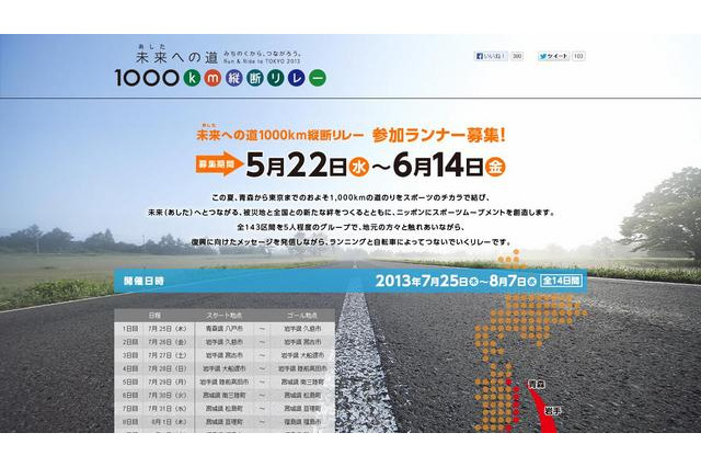 被災地域を縦断する1,000kmリレー、定員500人の一般ランナーを募集中 画像