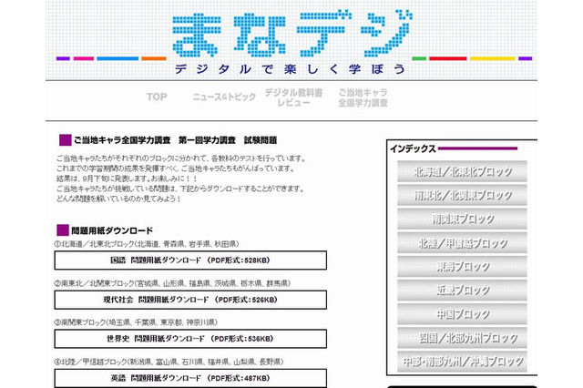 東京書籍「ご当地キャラ全国学力調査」実施、試験問題を掲載 画像