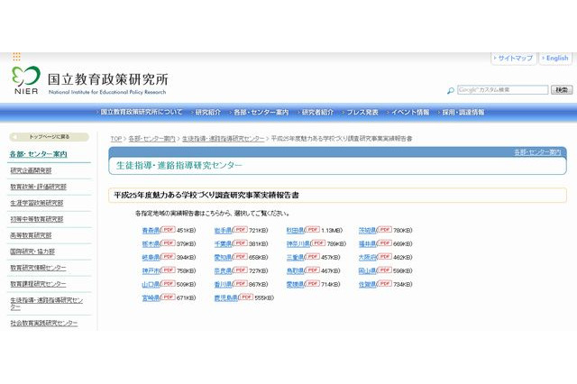 魅力ある学校づくり調査研究事業実績報告書、22地域を紹介 画像