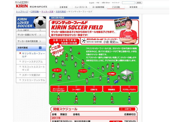 「キリンサッカーフィールド」全国12会場で小学生1,200名招待 画像