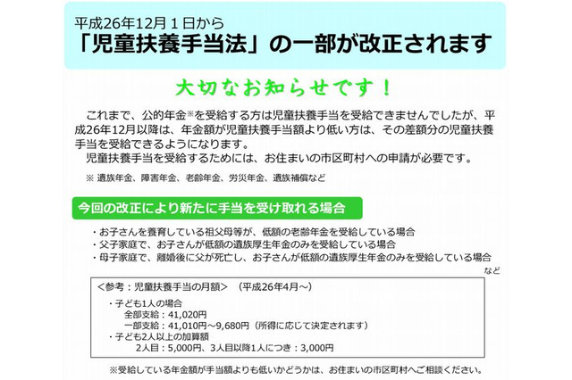 児童扶養手当法12/1より一部改正、厚労省がQ＆A掲載 画像