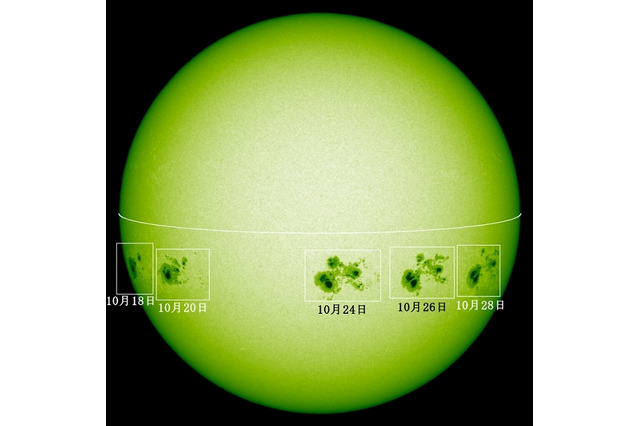 太陽の巨大黒点、10月26日時点で地球約66個分…約24年ぶりの大きさ 画像