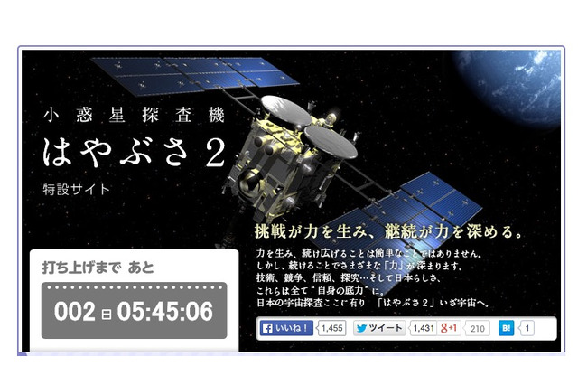 「はやぶさ2」12/3に打ち上げ再設定、射点周辺での強い風懸念 画像