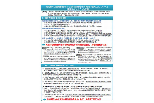 専門職業人養成の大学創設へ…文科省有識者会議が提言 画像
