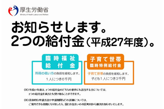 「子育て世帯臨時特例給付金」給付…6月分児童手当受給者対象 画像