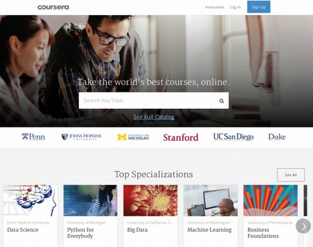 「Coursera」サイトトップページ