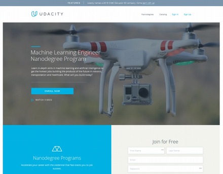 「Udacity」公式サイトトップページ