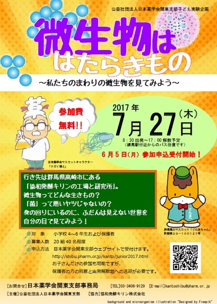 日本薬学会関東支部「微生物ははたらきもの～私たちのまわりの微生物を見てみよう～」