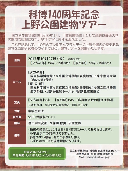 科博140周年記念「上野公園建物ツアー」