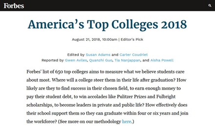 America's Top Colleges 2018