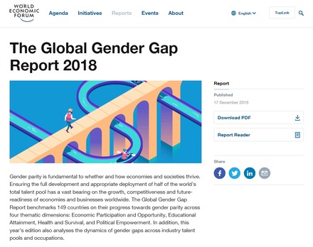 The Global Gender Gap Report 2018（2018年ジェンダーギャップレポート）