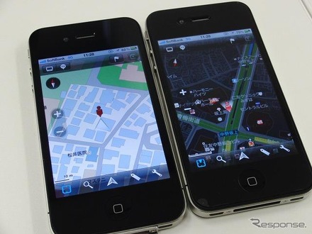 MapFan 画面を表示している iPhone（イメージ）
