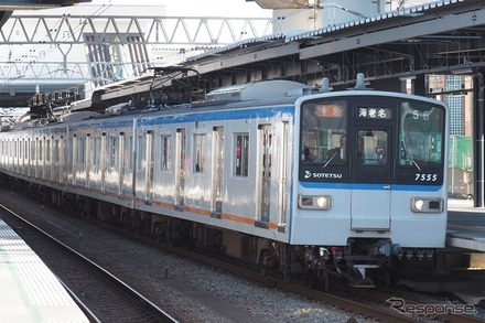 2020年2月に廃車された新7000系7555号以下10連。相鉄本線西谷駅。2019年12月31日。