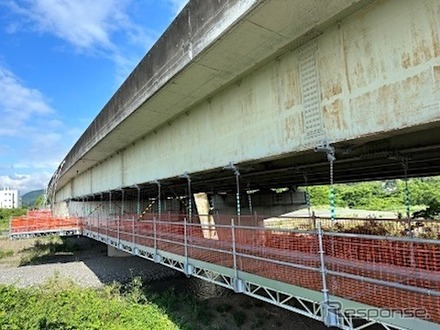 8月25日開催「松山自動車道 重信川橋他５橋耐震補強工事」現場の様子