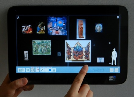 ミュージアムラボの一環として開発されたアプリをインストールしたタブレット端末
