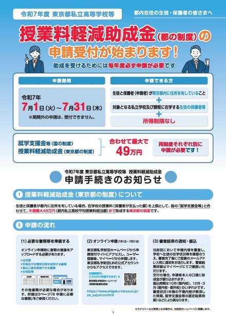 東京都私立高等学校等授業料軽減助成金