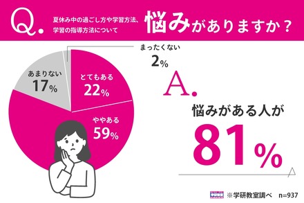 夏休み中の過ごし方や学習方法、学習の指導方法について悩み事があるか